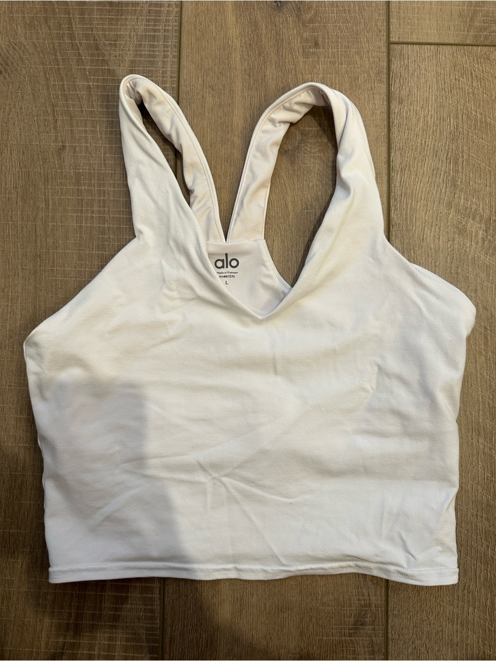 ALO Yoga Cream Racerback Crop Tank Top